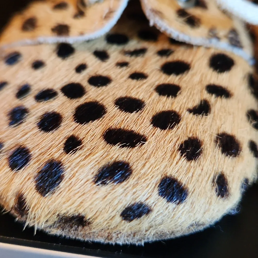 Monkey Feet Tan and Black Leopard Print Faux Fur Baby Shoes 6-12months